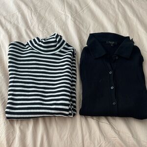 Massimo Dutti Black Ribbed Collar Shirt